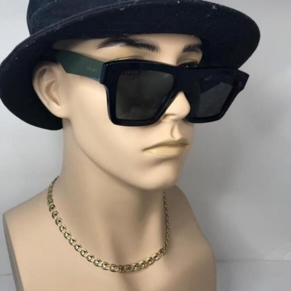💯BRAND NEW GUCCI GG0962S 009 Black/Green/Grey Unisex Sunglasses - Picture 7 of 11